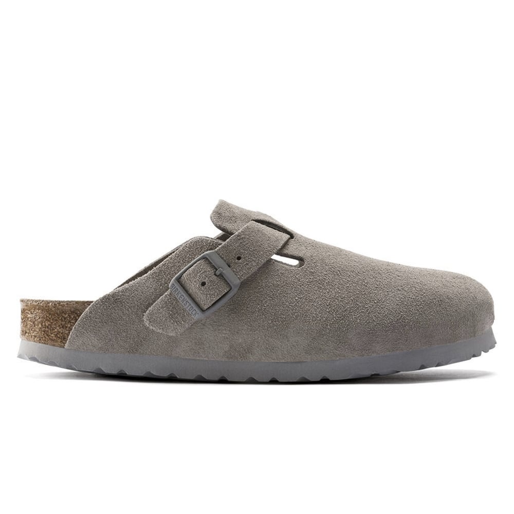 Birkenstock Boston Soft Footbed Suede Leather Narrow Fit (Stone Coin)