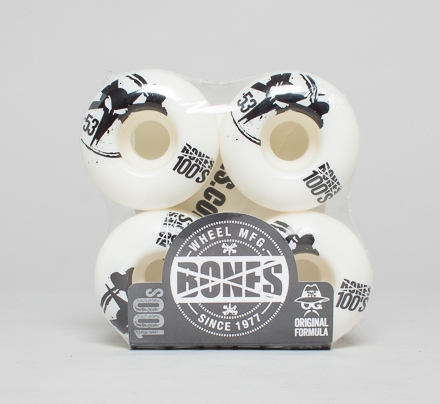 Bones 100's OG Skateboard Wheels 53mm V4 (White)