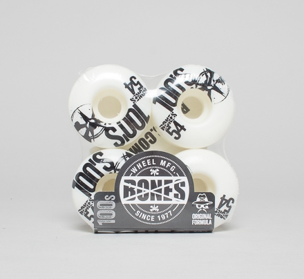 Bones 100's OG Skateboard Wheels 54mm V1 (White)