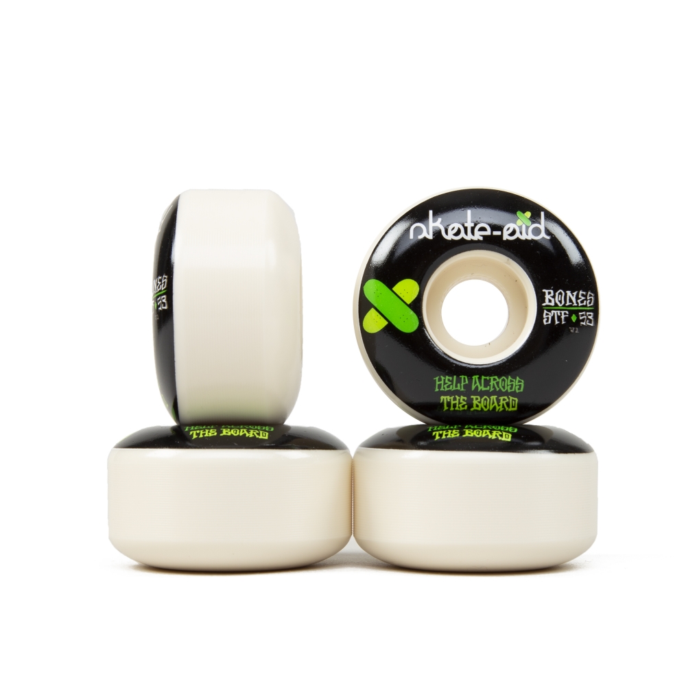 Bones x Skate Aid II STF Skateboard Wheels 53mm V1 (White)