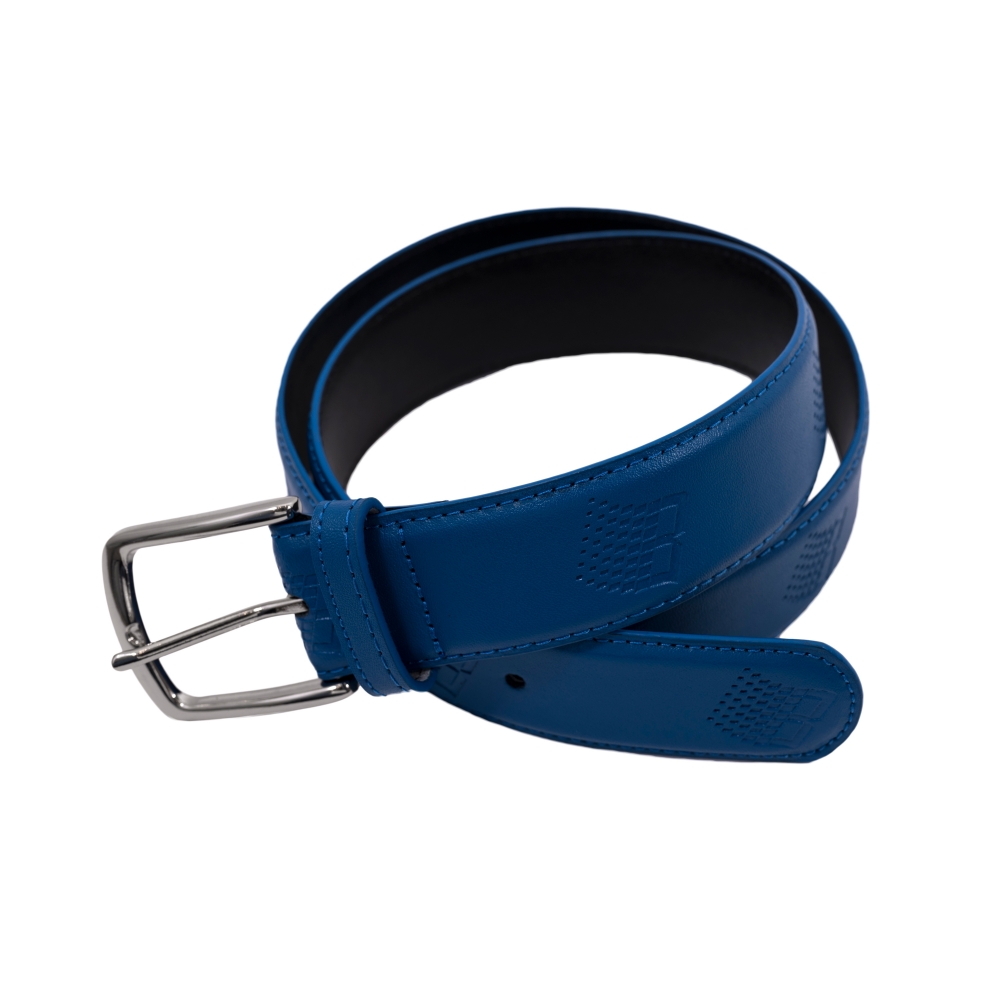 Bronze 56k B Logo Embossed Leather Belt (Blue)