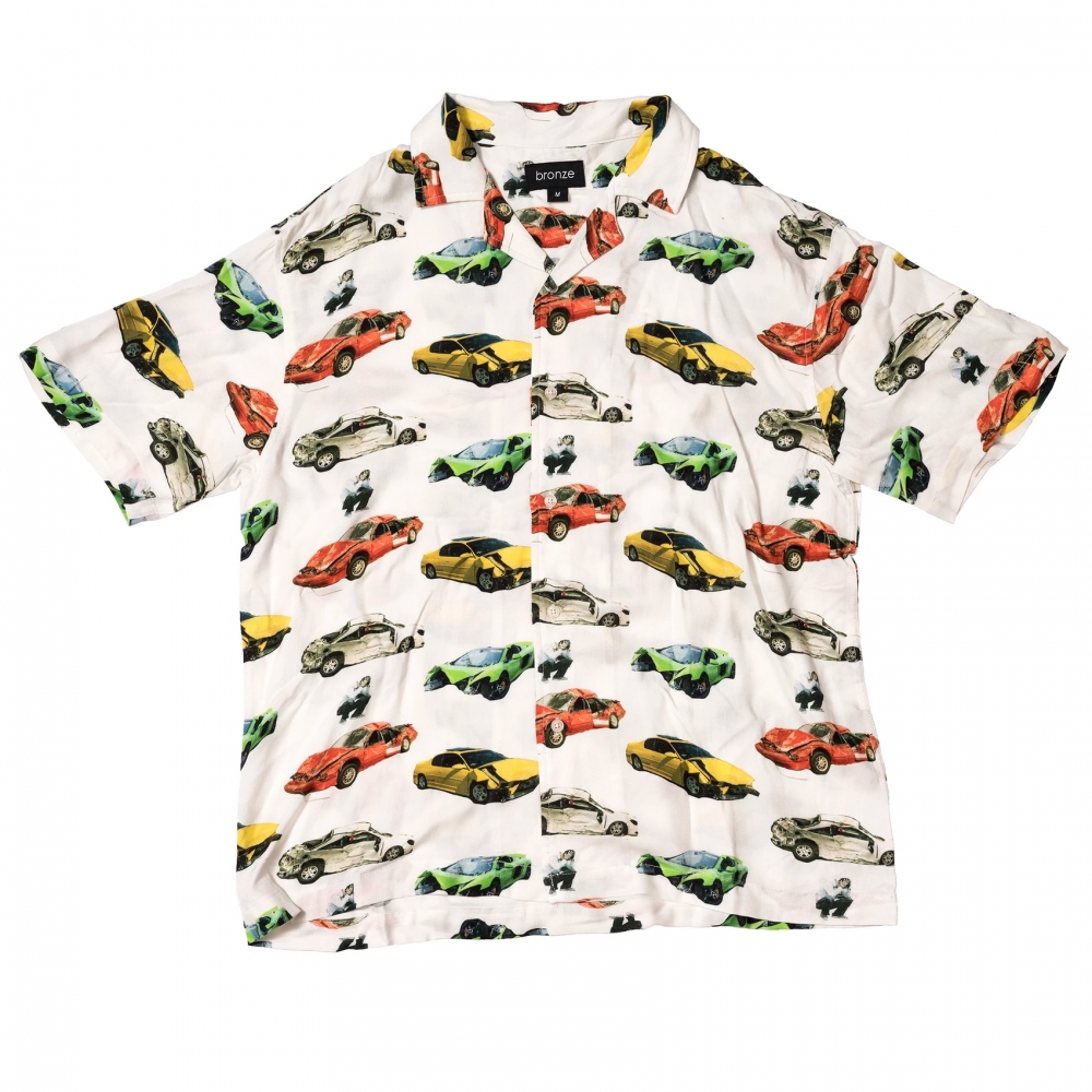 Bronze 56k Wrecked Cars Button Up Shirt (Oyster White)