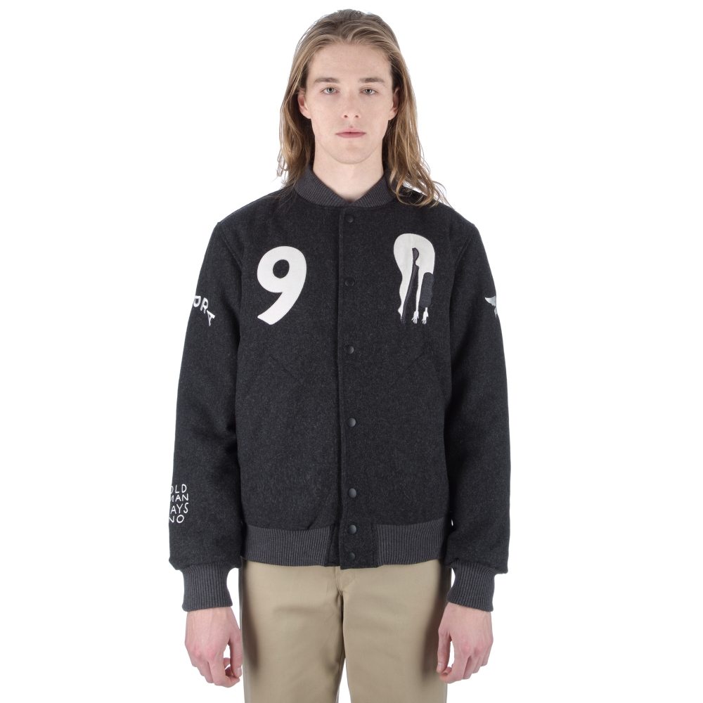 by Parra All That Ever Mattered Wool Varsity Jacket (Charcoal Grey)