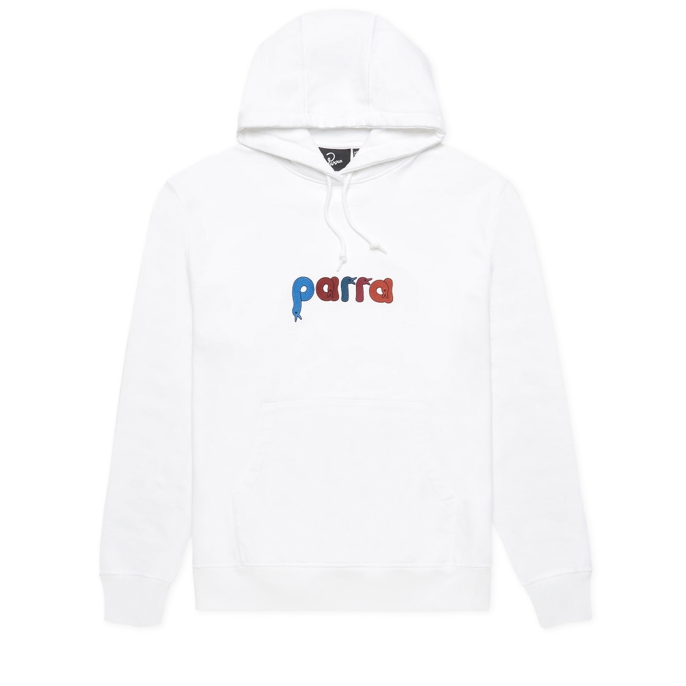 by Parra Bird Face Font Pullover Hooded Sweatshirt (White)