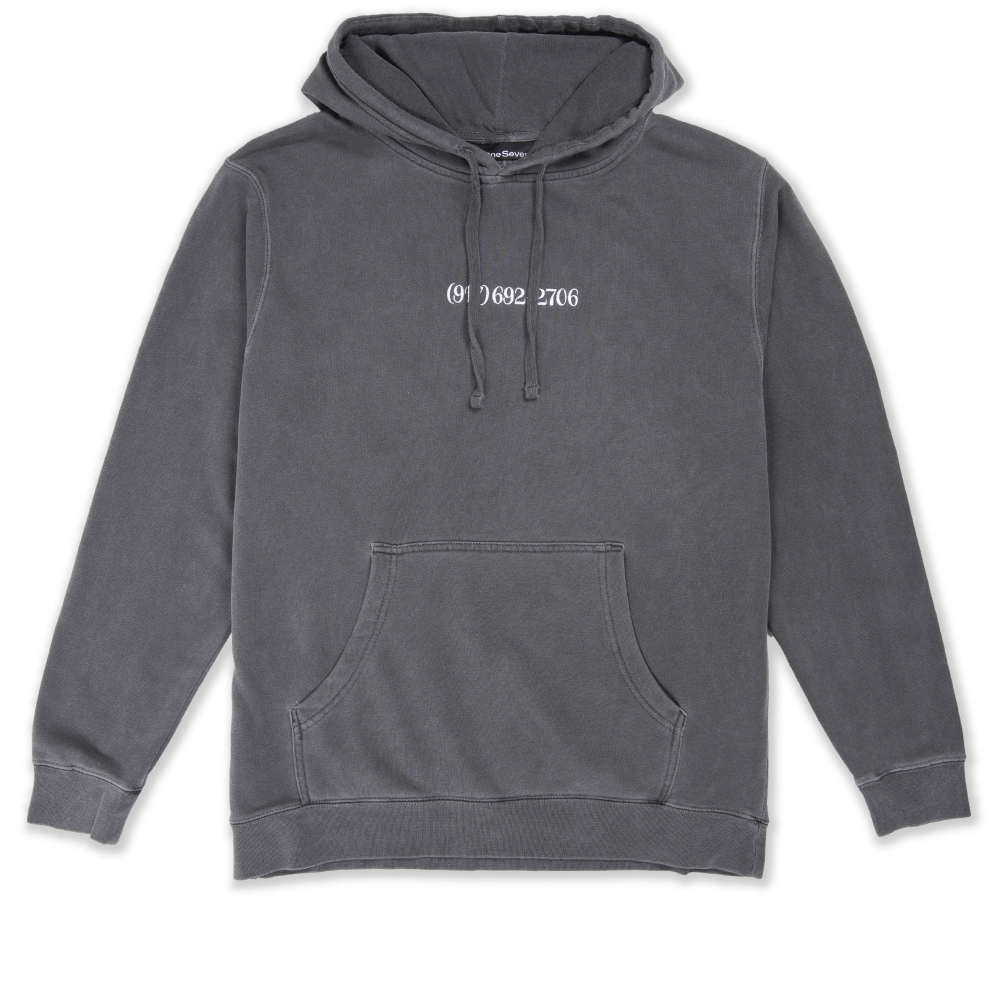 Call Me 917 Small Dialtone Pullover Hooded Sweatshirt (Pigment Dyed Black)