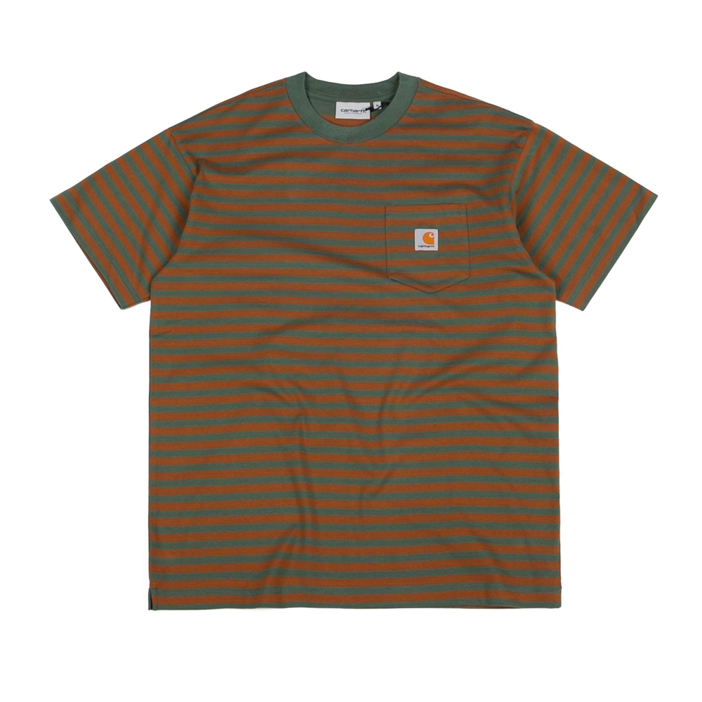 Carhartt Barkley Pocket T-Shirt (Barkley Stripe, Adventure/Hamilton Brown)