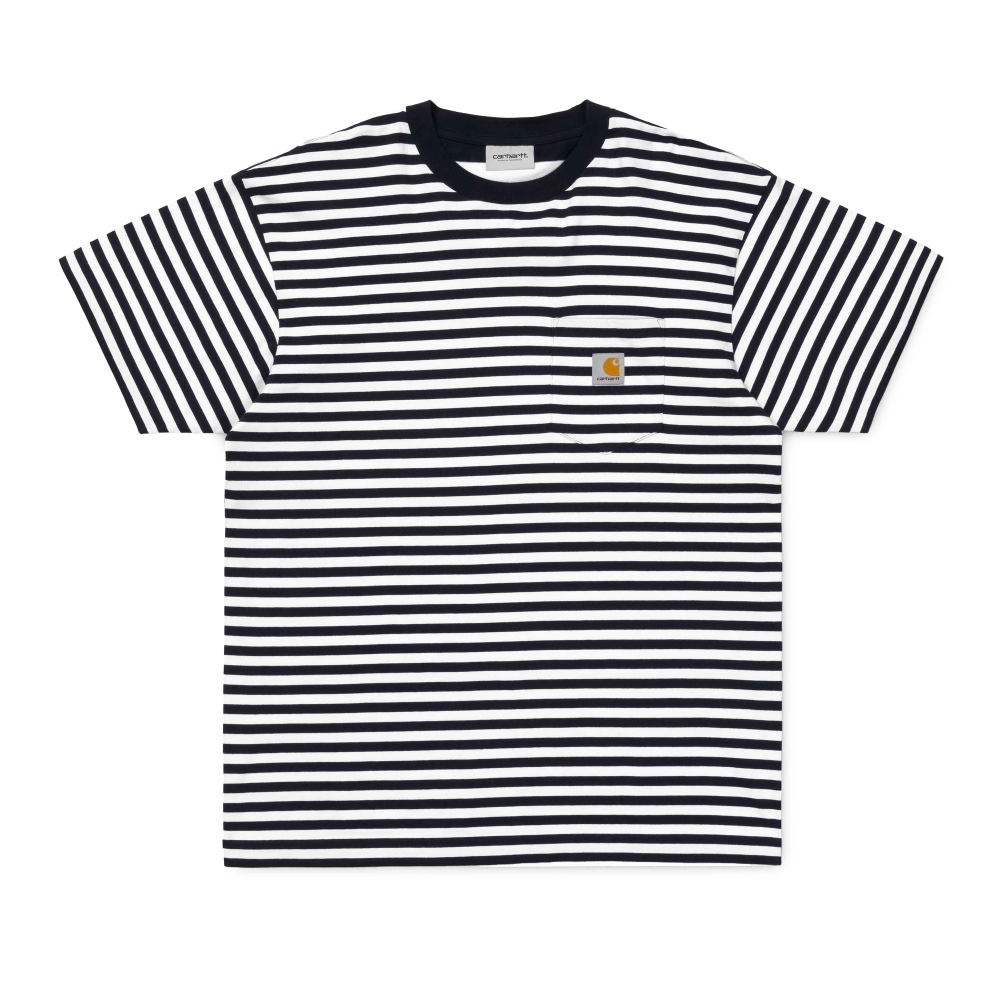 Carhartt Barkley Pocket T-Shirt (Barkley Stripe, Dark Navy/White)
