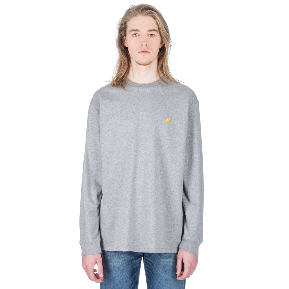 Carhartt Chase Long Sleeve T-Shirt (Grey Heather/Gold)