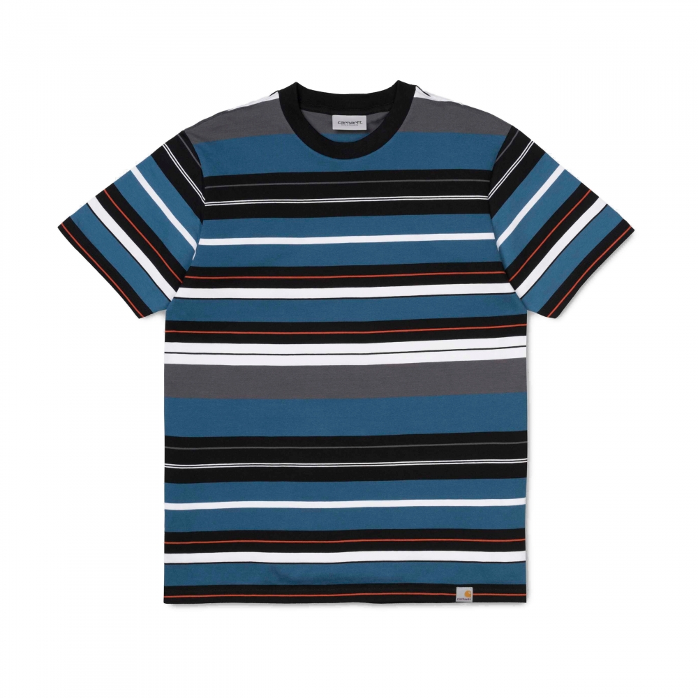 Carhartt Flint Striped T-Shirt (Prussian Blue Stripe) - I027072.05I.ST ...