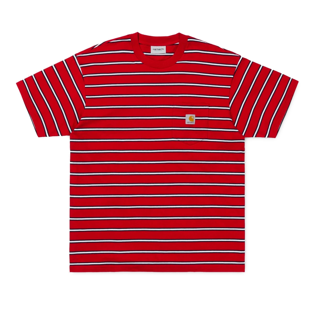 Carhartt Houston Pocket T-Shirt (Houston Stripe, Cardinal)