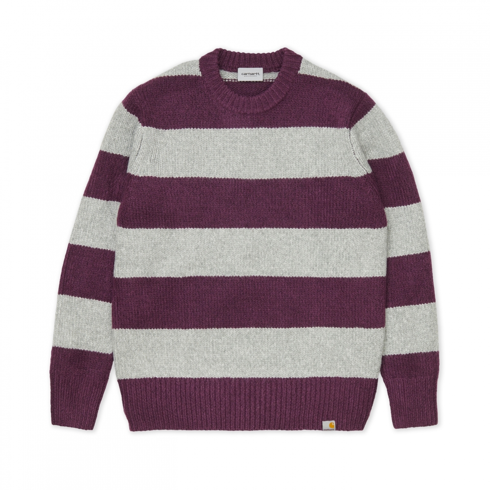Carhartt WIP Alvin Stripe Sweater (Boysenberry/Grey Heather)