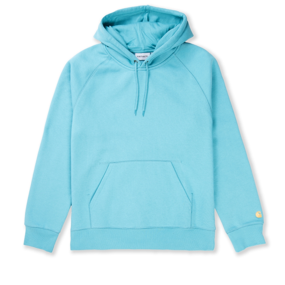 Carhartt WIP Chase Pullover Hooded Sweatshirt (Frosted Turquoise/Gold)