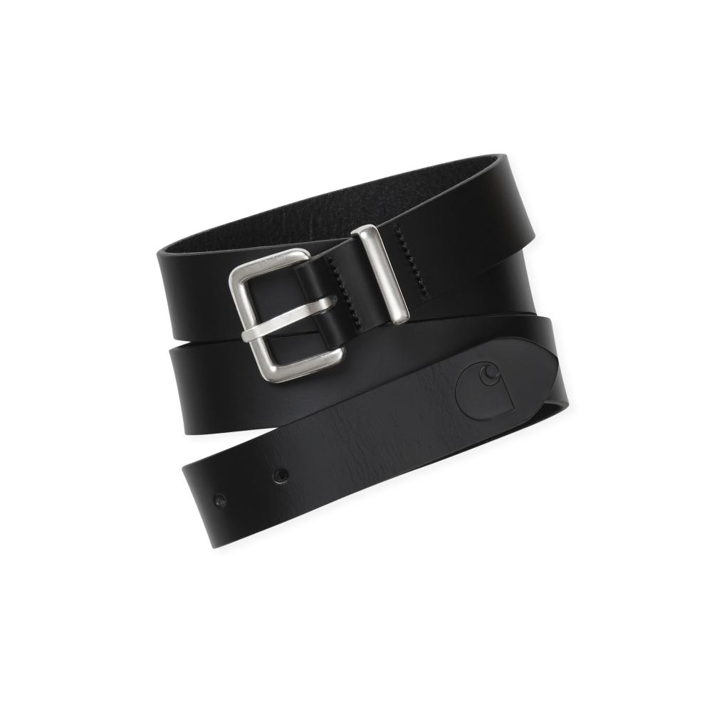 Carhartt WIP Logo Belt (Leather Black/Silver)