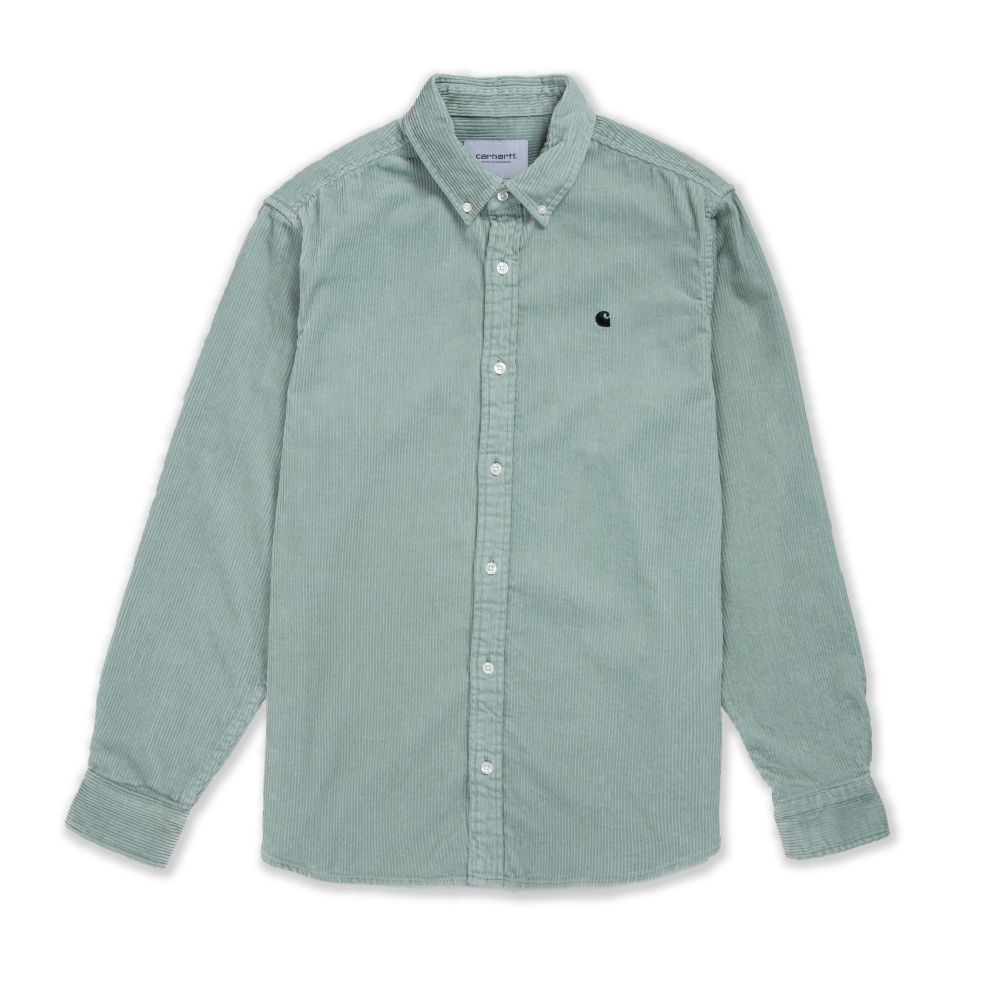 Carhartt WIP Madison Corduroy Long Sleeve Shirt (Frosted Green/Black)