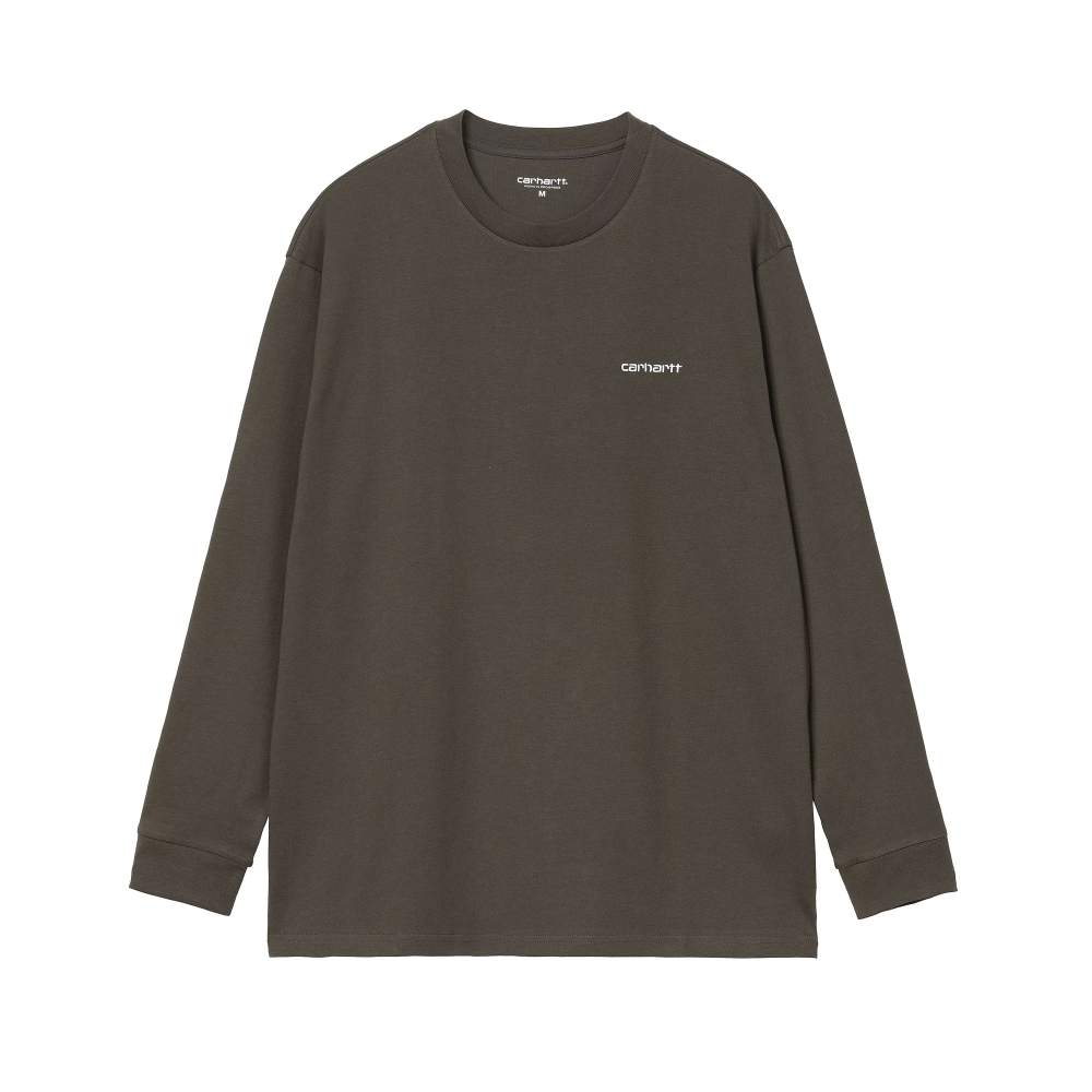 Carhartt WIP Script Embroidery Long Sleeve T-Shirt (Cypress/White)