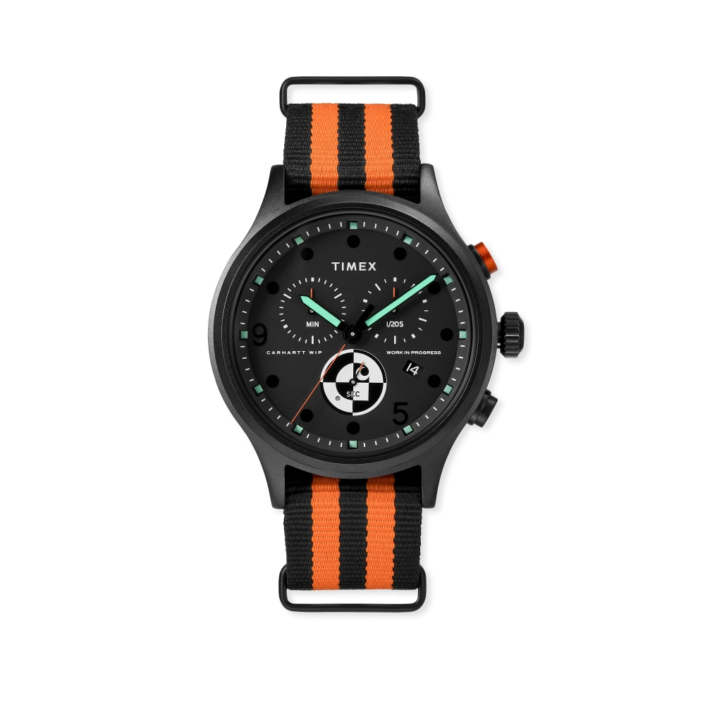 Carhartt WIP x Timex Range C Allied Chronograph Watch (Black/Carhartt Orange, Glow in the Dark)