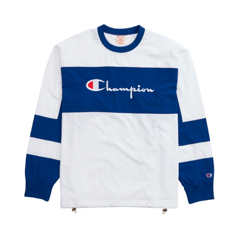 Champion Reverse Weave Colour Block Script Logo Sweatshirt (White)