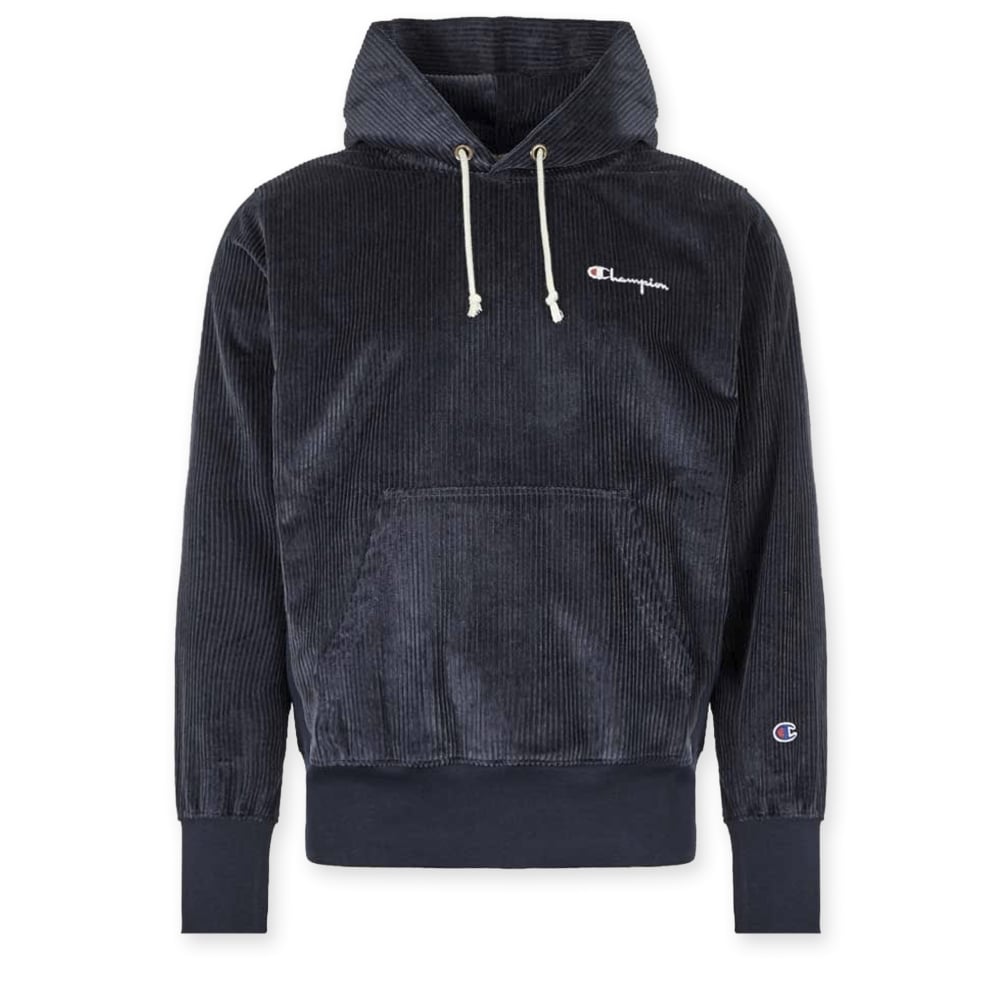 Champion Reverse Weave Corduroy Pullover Hooded Sweatshirt (Navy)