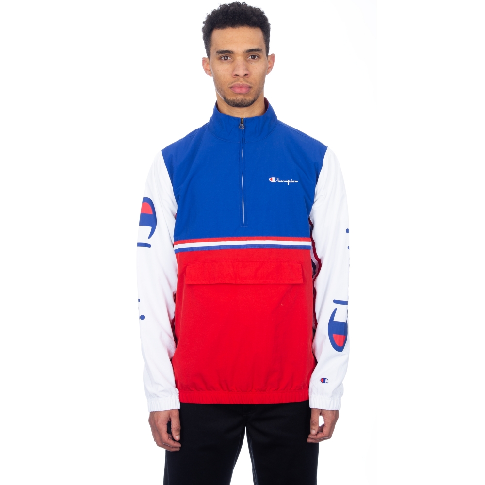 Champion Reverse Weave Half-Zip Pullover Striped Track Jacket (Red)