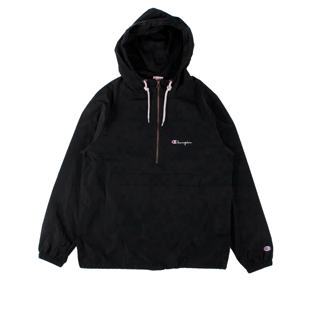 Champion Reverse Weave Half Zip-Through Hooded Jacket (Black)