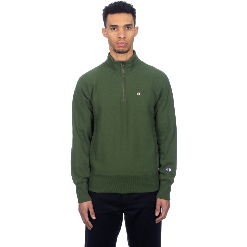 Champion Reverse Weave Half Zip-Through Turtleneck Sweatshirt (Forest Green)