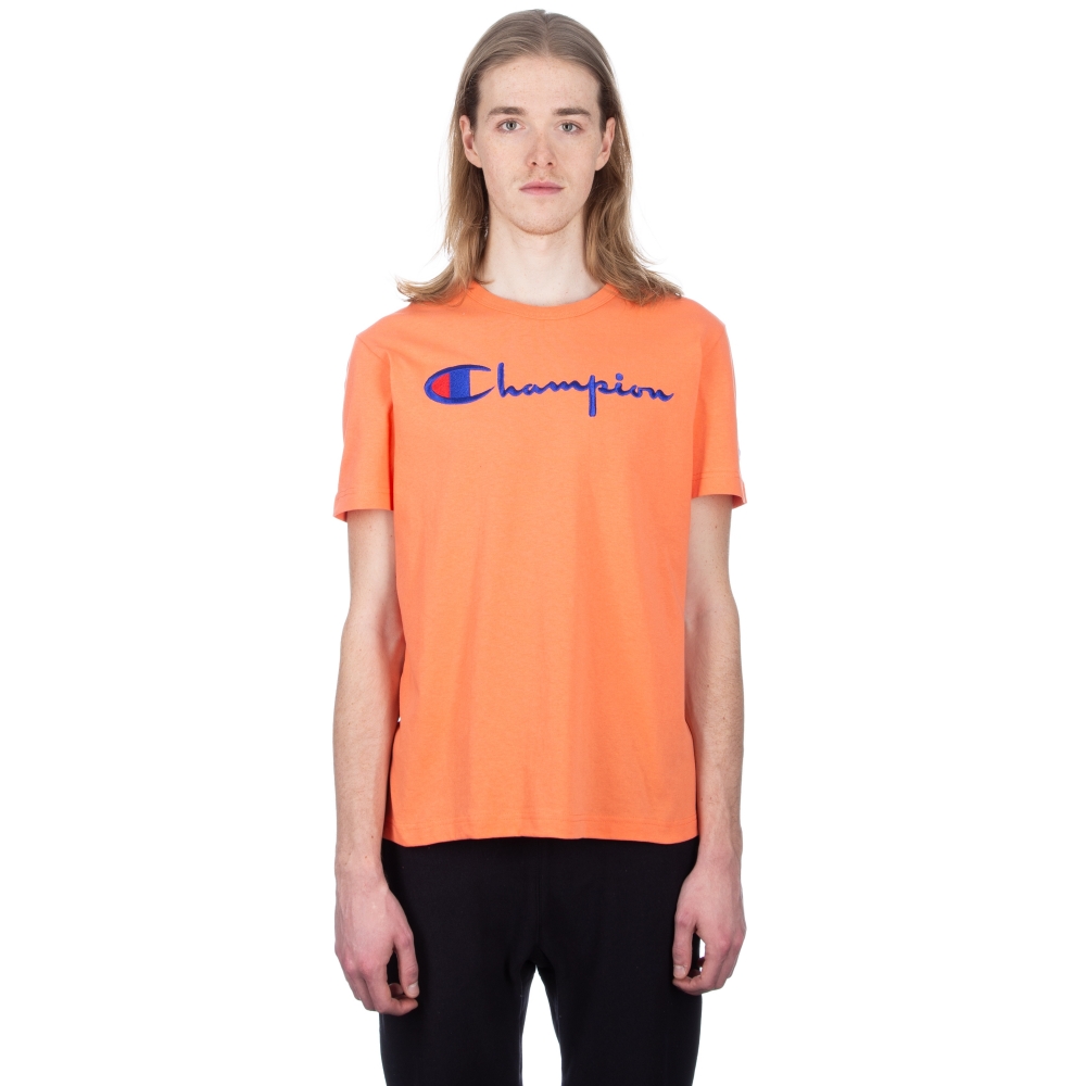 Champion Reverse Weave Script Applique Crew Neck T-Shirt (Salmon)