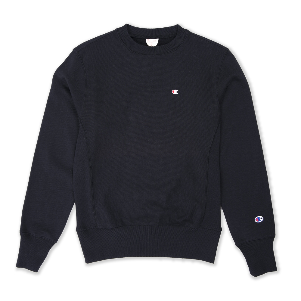 Champion Reverse Weave Small C Crew Neck Sweatshirt (Black) - 209137