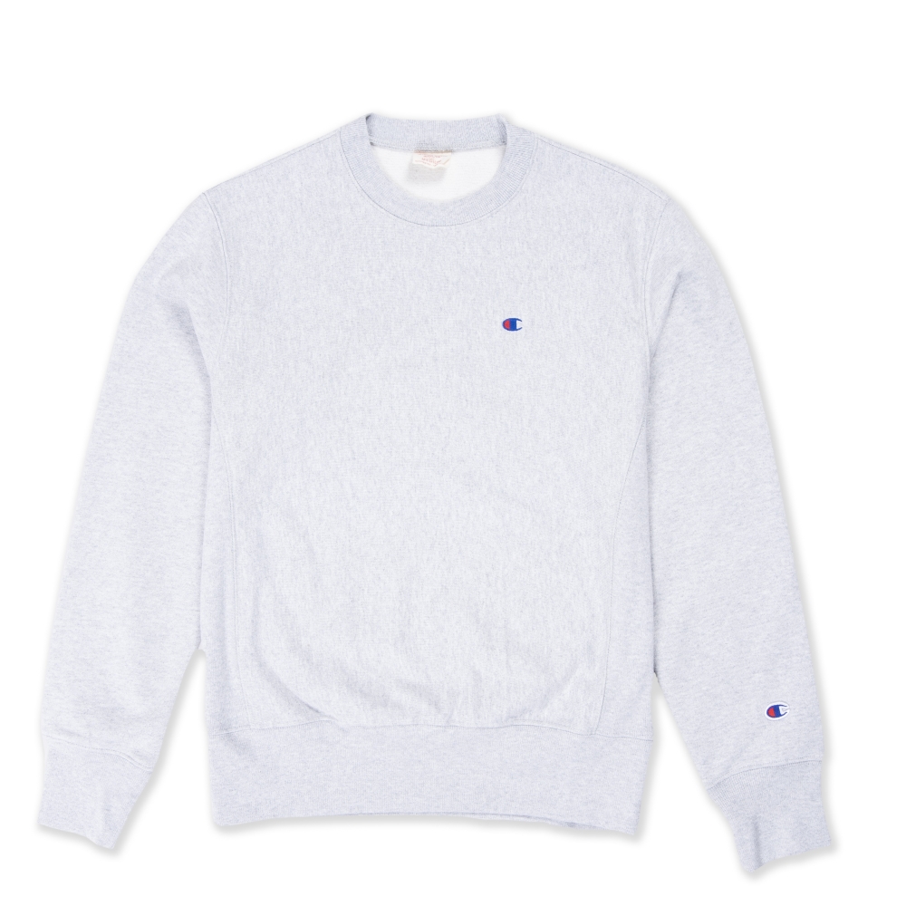 Champion Reverse Weave Small C Crew Neck Sweatshirt (Light Oxford Grey)