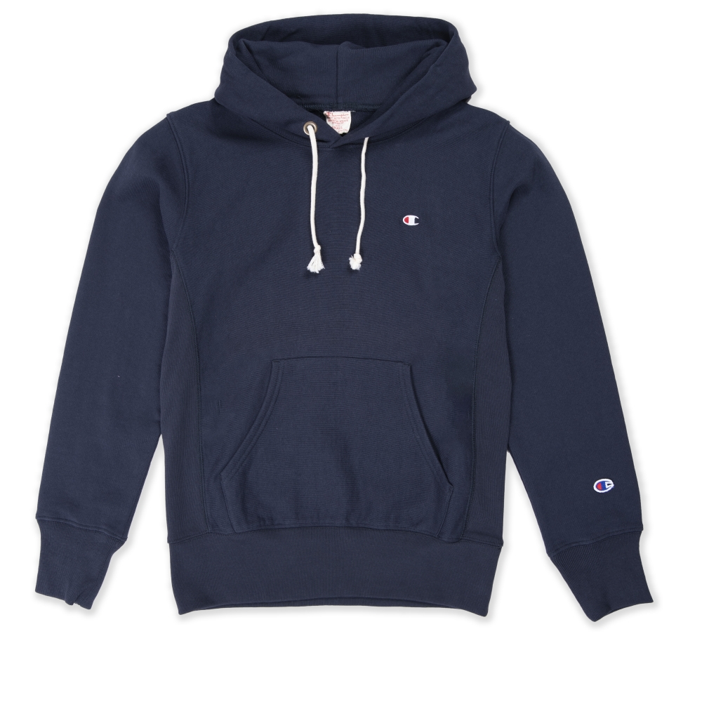 Champion Reverse Weave Small C Pullover Hooded Sweatshirt (Navy)