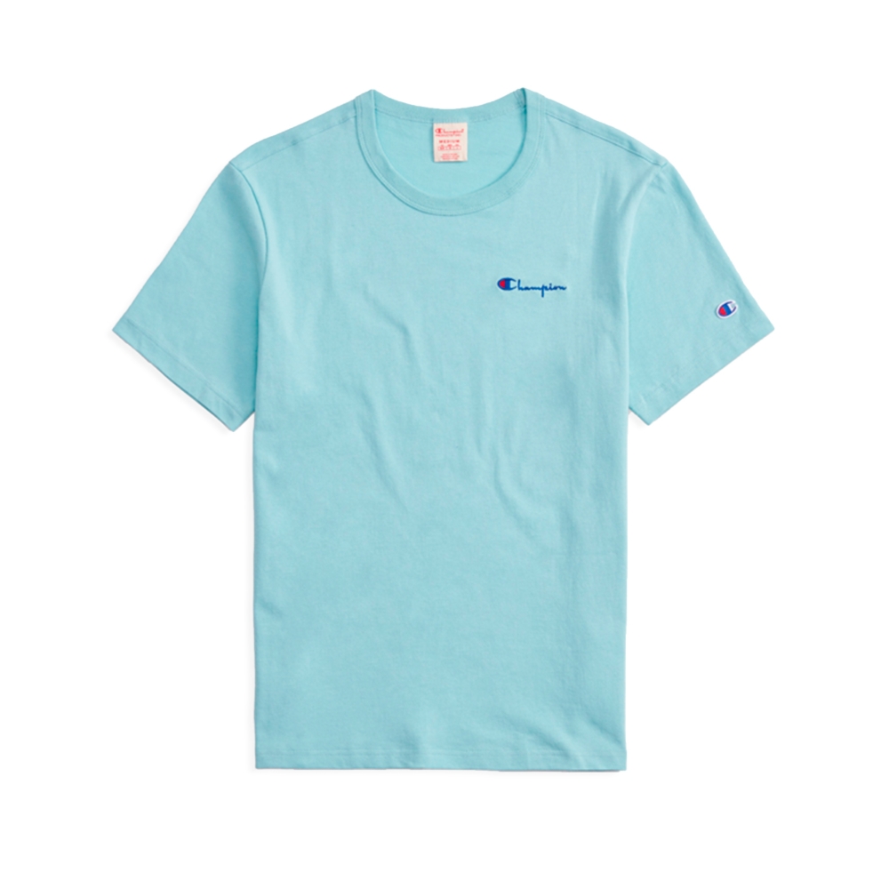 Champion Reverse Weave Small Script Crew Neck T-Shirt (Light Blue)