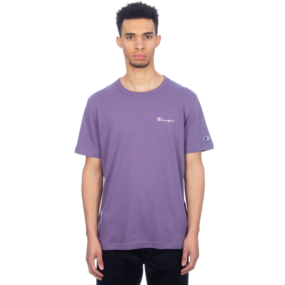 Champion Reverse Weave Small Script Crew Neck T-Shirt (Purple)