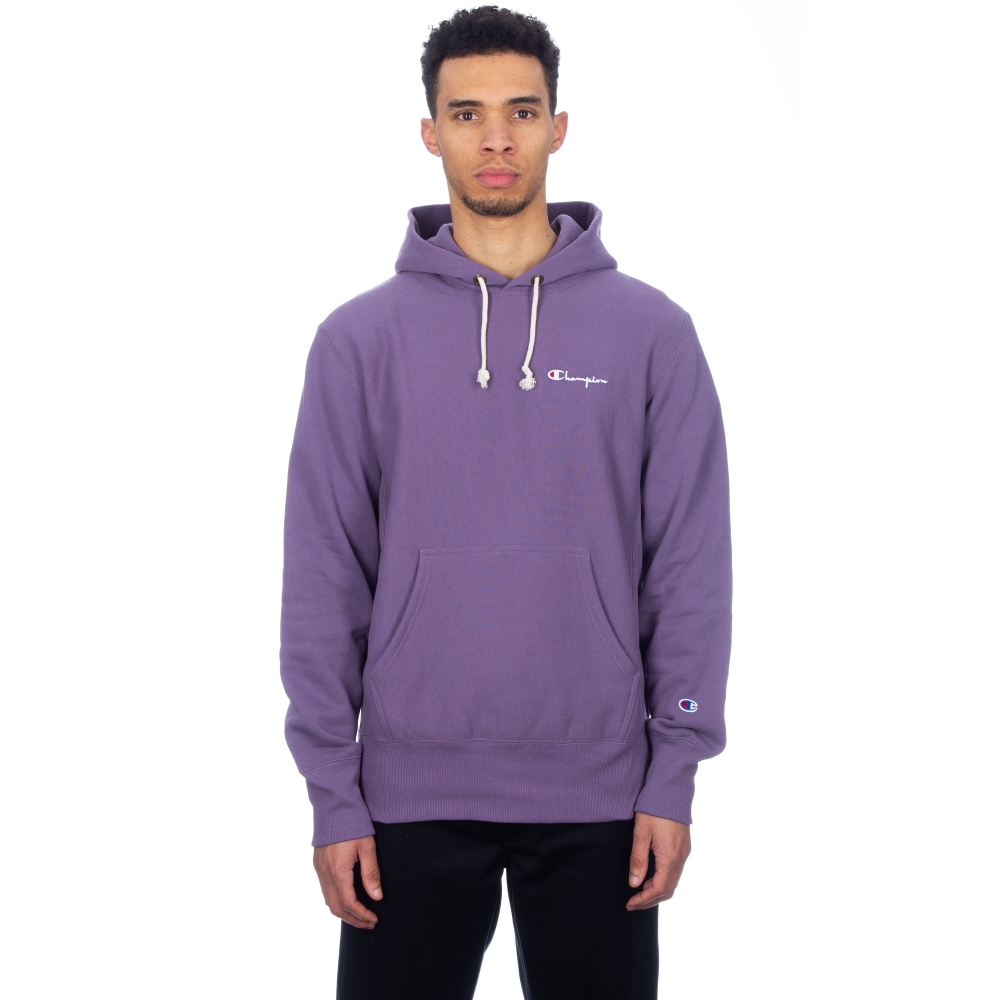 Champion Reverse Weave Small Script Applique Pullover Hooded Sweatshirt (Purple)