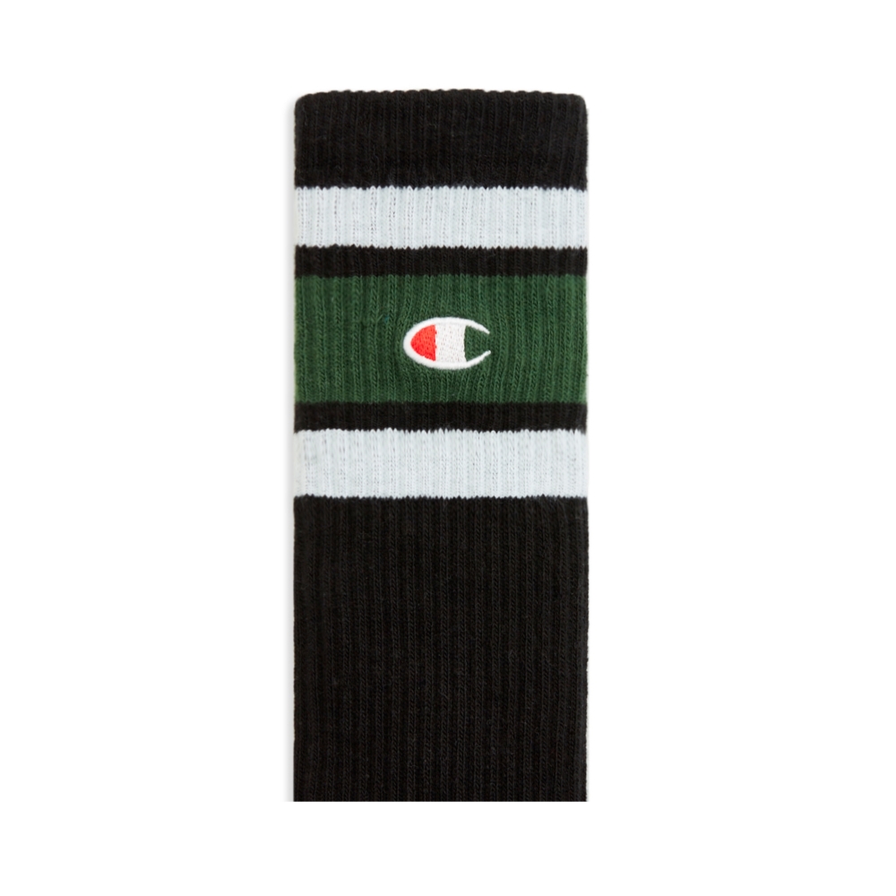 Champion Reverse Weave Stripe Ribbed Crew Sock (Black)