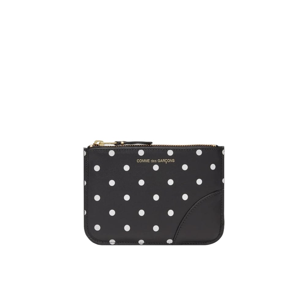 Comme des Garcons WALLET Polka Dot Printed Zip Pouch (Black)