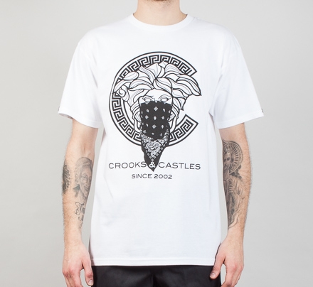 Mens Crooks Castles Greco Medusa Graphic T-shirt White