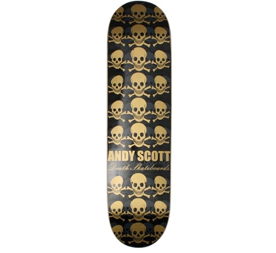 Death Skateboards Deck - 8" Andy Scott (Gold Multi-Skulls)