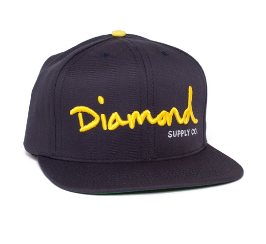 Diamond Supply Co. OG Logo Snapback Cap (Navy/Yellow/White)