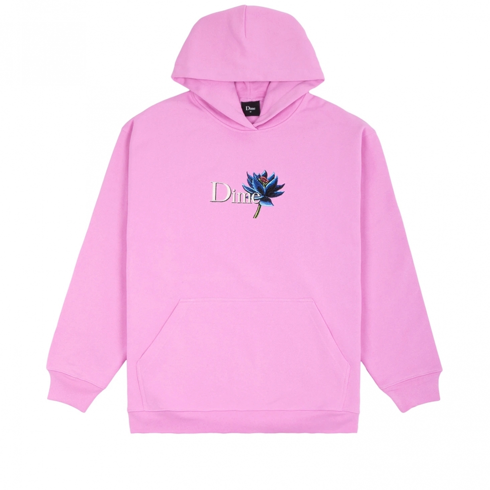 Dime Black Lotus Embroidered Pullover Hooded Sweatshirt (Light Pink)