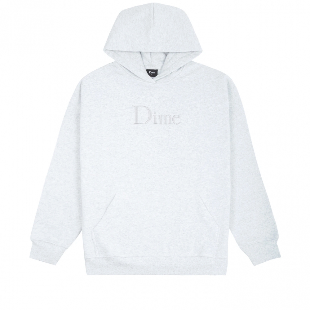 Dime Classic Logo Embroidered Pullover Hooded Sweatshirt (Ash)