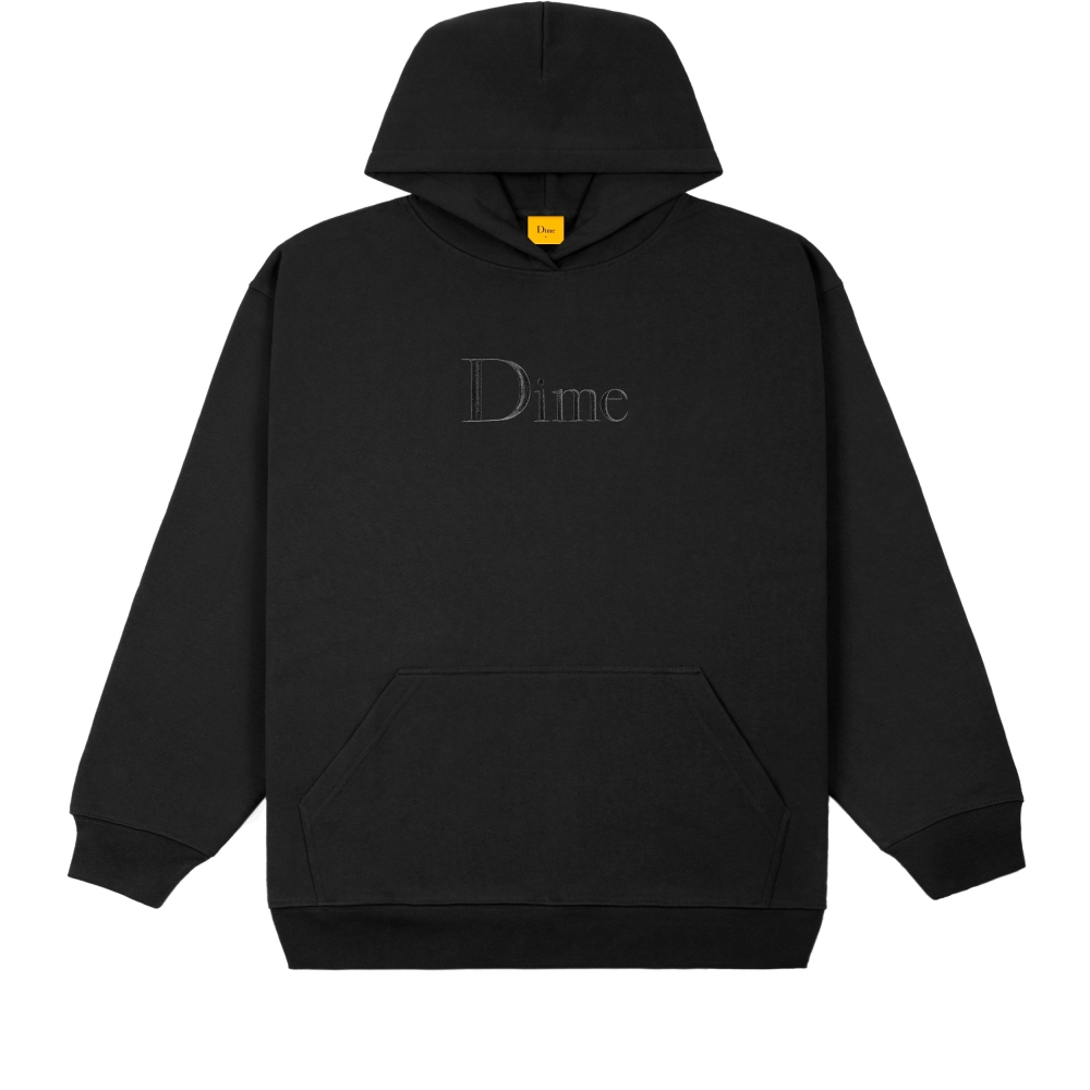 Dime Classic Logo Embroidered Pullover Hooded Sweatshirt (Black)
