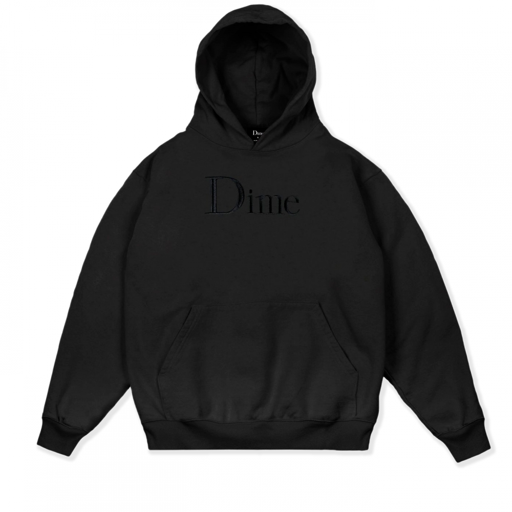 Dime Classic Logo Embroidered Pullover Hooded Sweatshirt (Black)