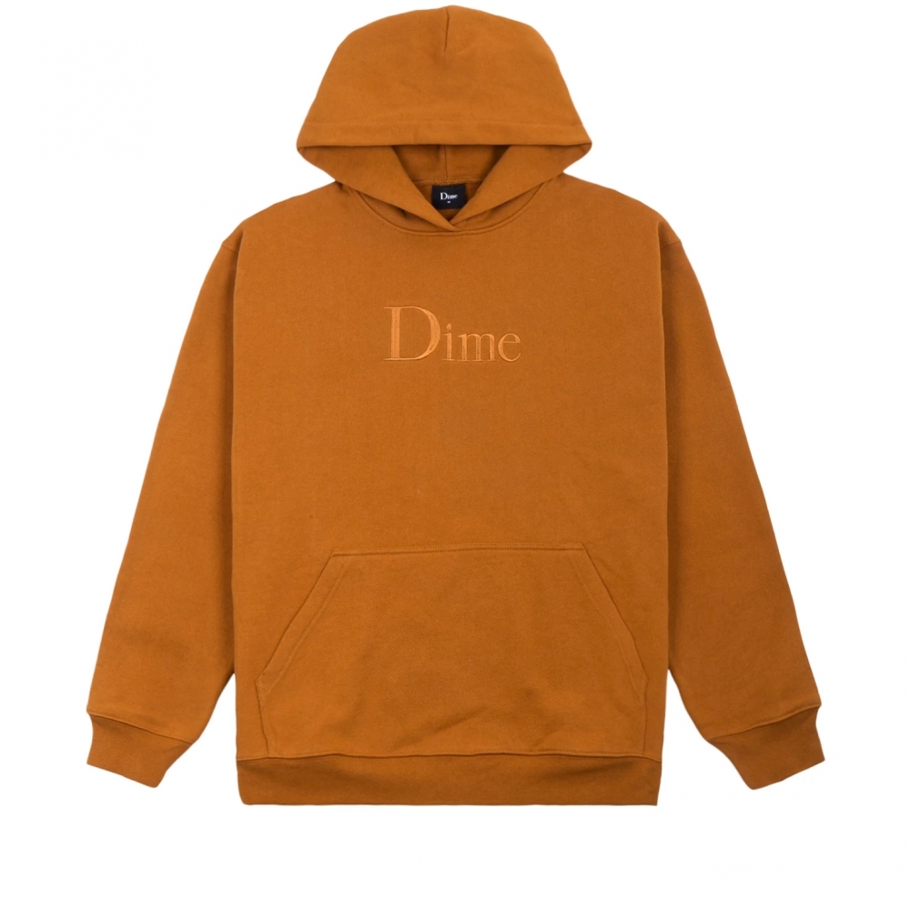 Dime Classic Logo Embroidered Pullover Hooded Sweatshirt (Coffee)