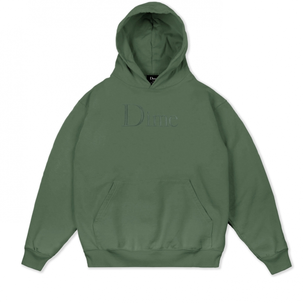 Dime Classic Logo Embroidered Pullover Hooded Sweatshirt (Olive)