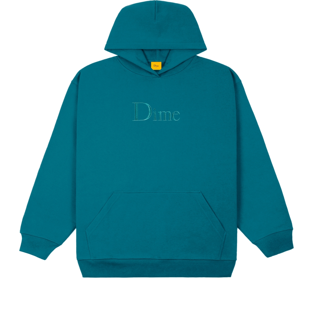 Dime Classic Logo Embroidered Pullover Hooded Sweatshirt (Real Teal)