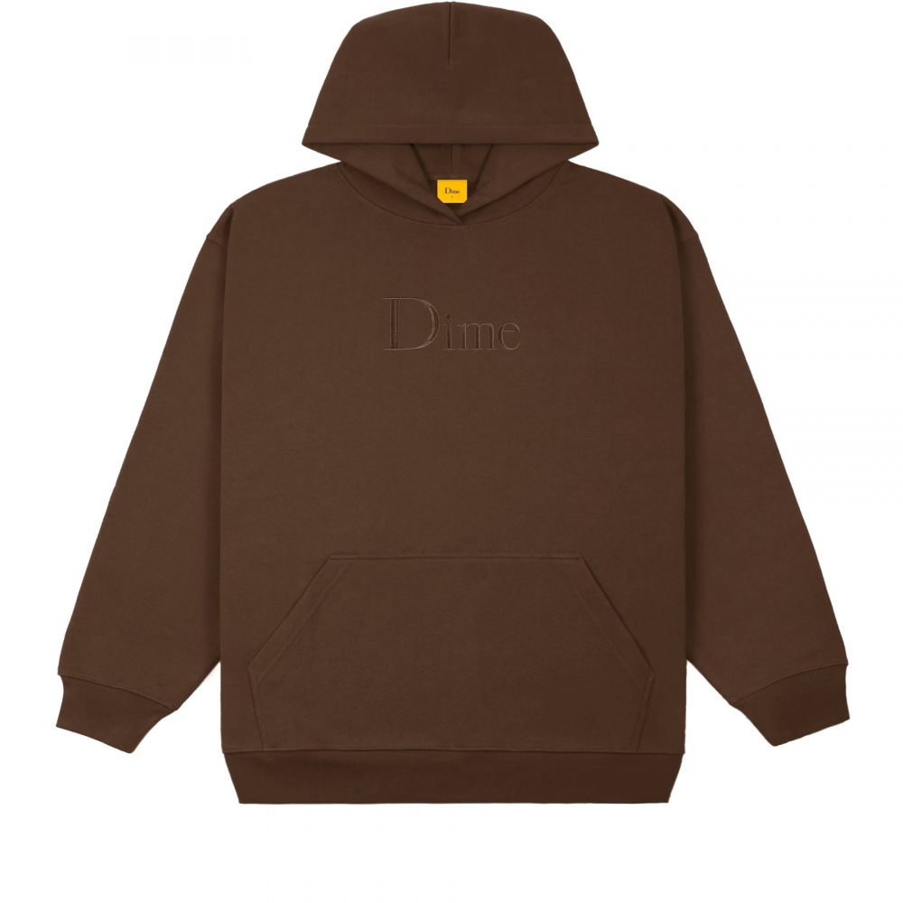 Dime Classic Logo Embroidered Pullover Hooded Sweatshirt (Stray Brown)