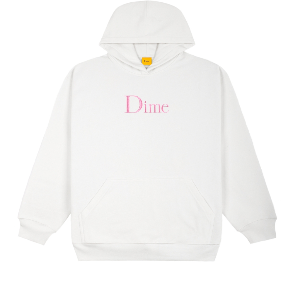 Dime Classic Logo Embroidered Pullover Hooded Sweatshirt (White)