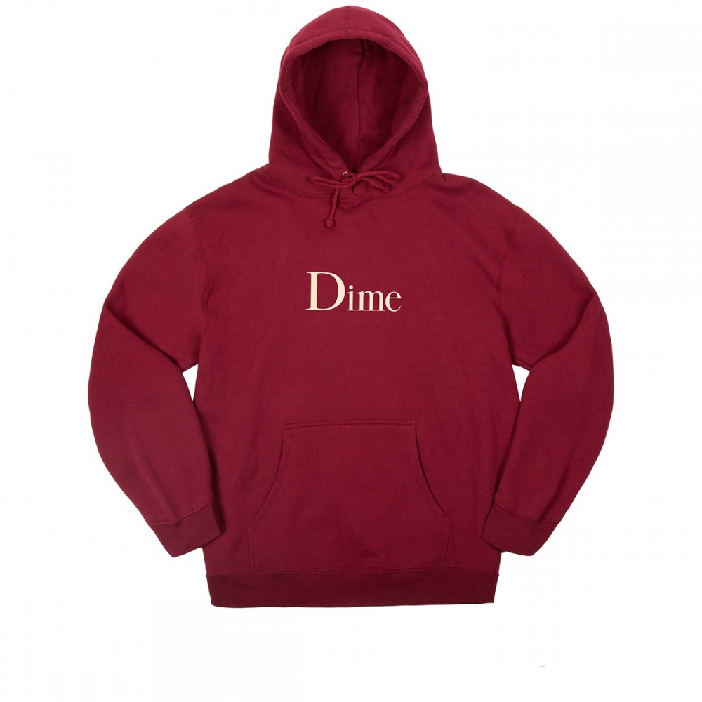 Dime Classic Logo Pullover Hooded Sweatshirt (Burgundy)