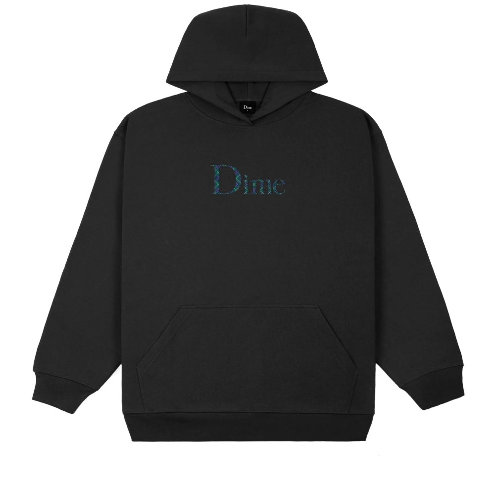 Dime Classic Plaid Pullover Hooded Sweatshirt (Black)