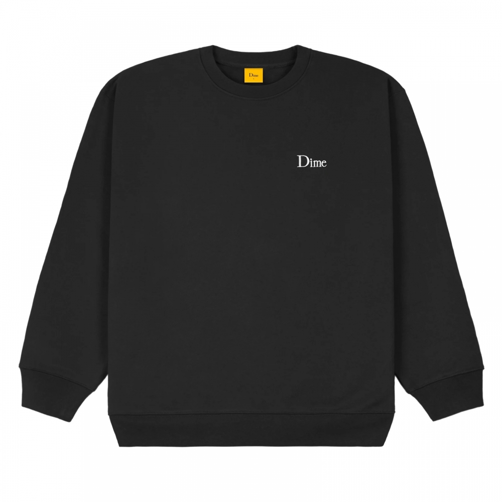 Dime Classic Small Logo Embroidered Crew Neck Sweatshirt (Black)