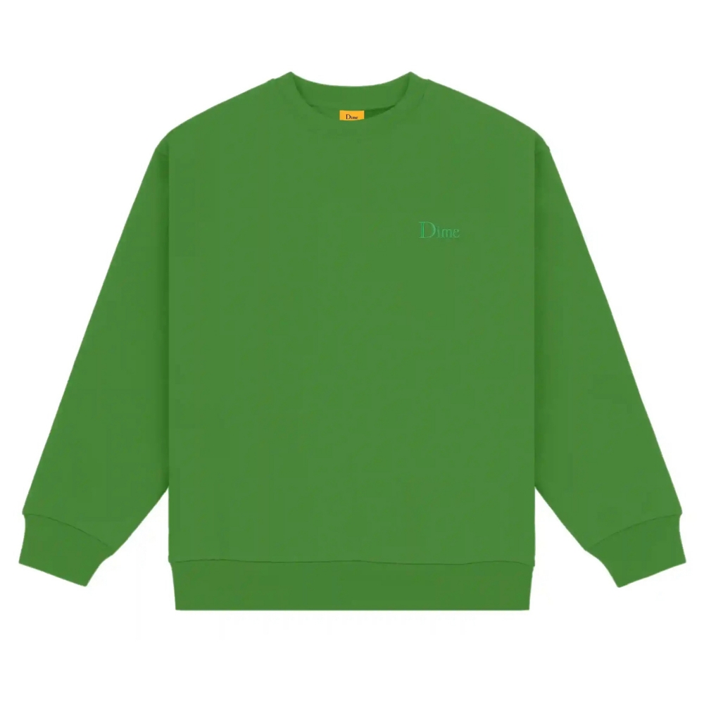 Dime Classic Small Logo Embroidered Crew Neck Sweatshirt (Green)